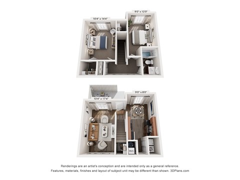 Floor plan for 2 beds, 1 bath, 900 sqft